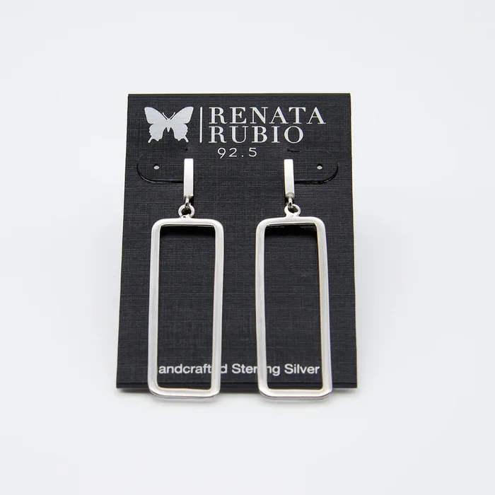 Open Rectangle Sterling Silver Post Earrings