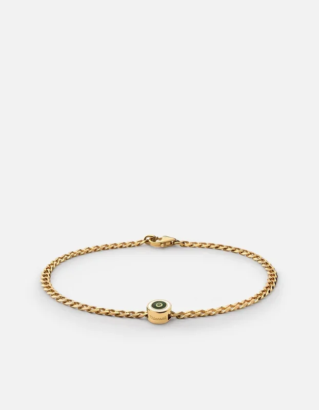 Opus Chalcedony Type Chain Bracelet, Gold Vermeil/Green