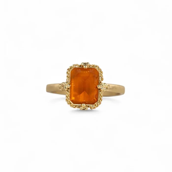 Orange Fire Opal Ring