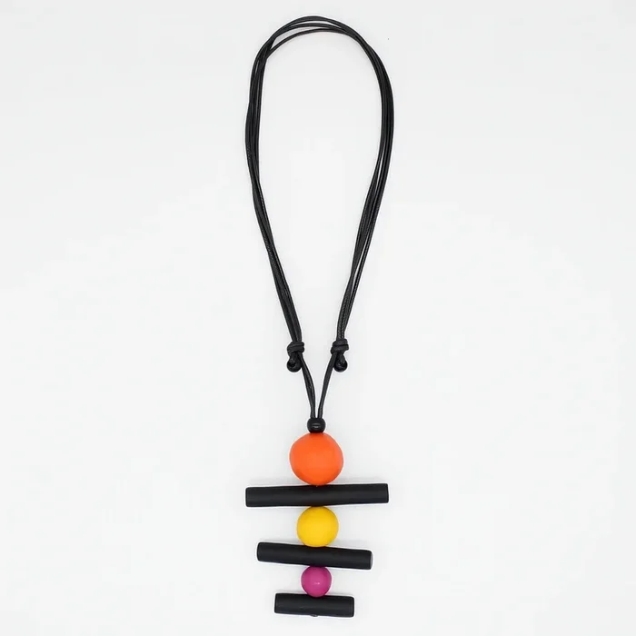 Orange Linear Layers Pendant Necklace