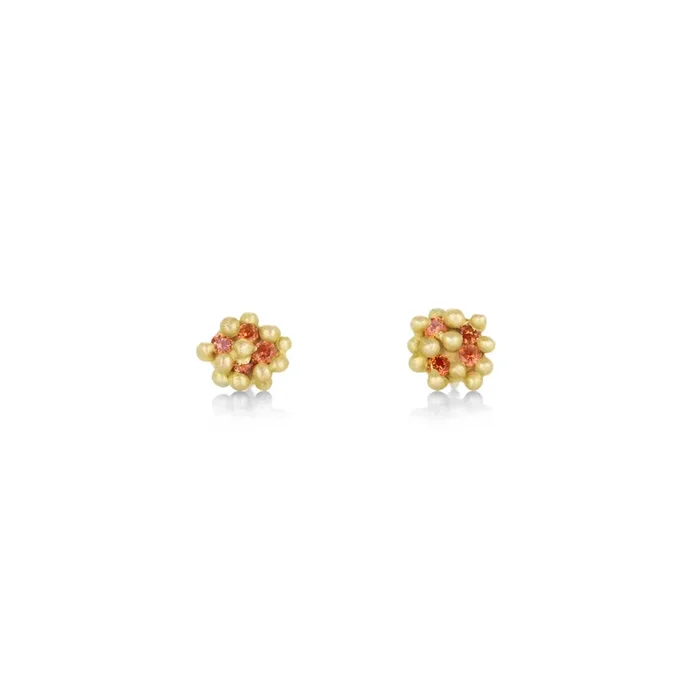 Orange Sapphire Cluster Faerie Stud Earrings