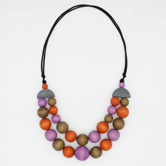 Orange Zuri Round Bead Necklace