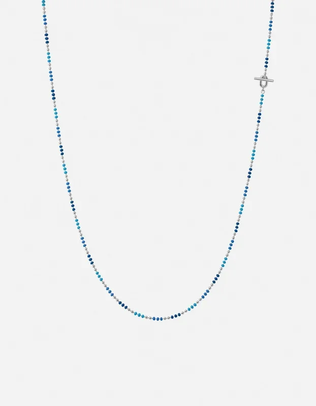 Orb 1.5mm Chain Necklace, Sterling Silver/Blue