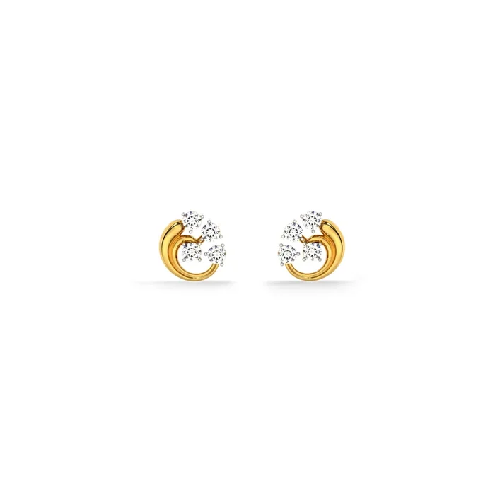 Orbit Cut Dome 9KT Gold Lab Grown Diamond Stud Earring