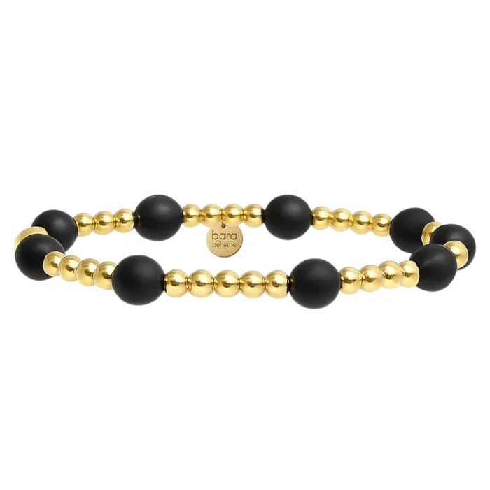 Orchid Black Onyx | Gold Filled Beaded Bracelet