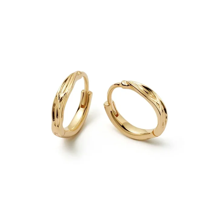 Organic Huggie Hoop Earrings 18ct Gold Plate