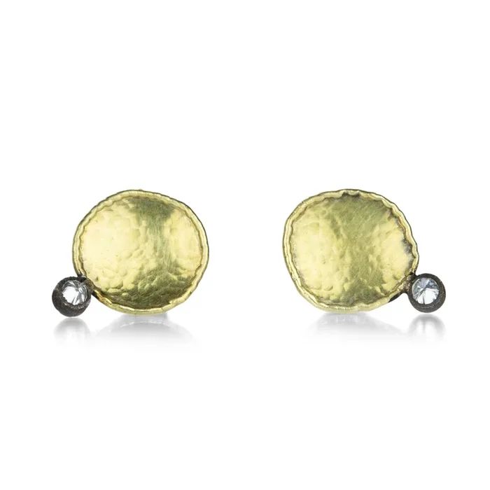 Organic Round Studs with Inverted Diamonds