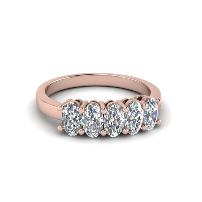 Oval 5 Stone Wedding Band