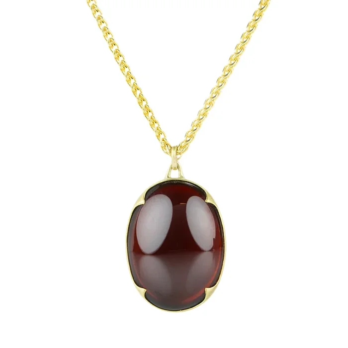 Oval Almandine Garnet Pendant Necklace