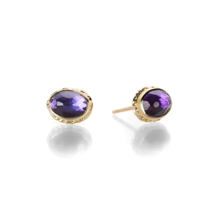Oval Amethyst Studs