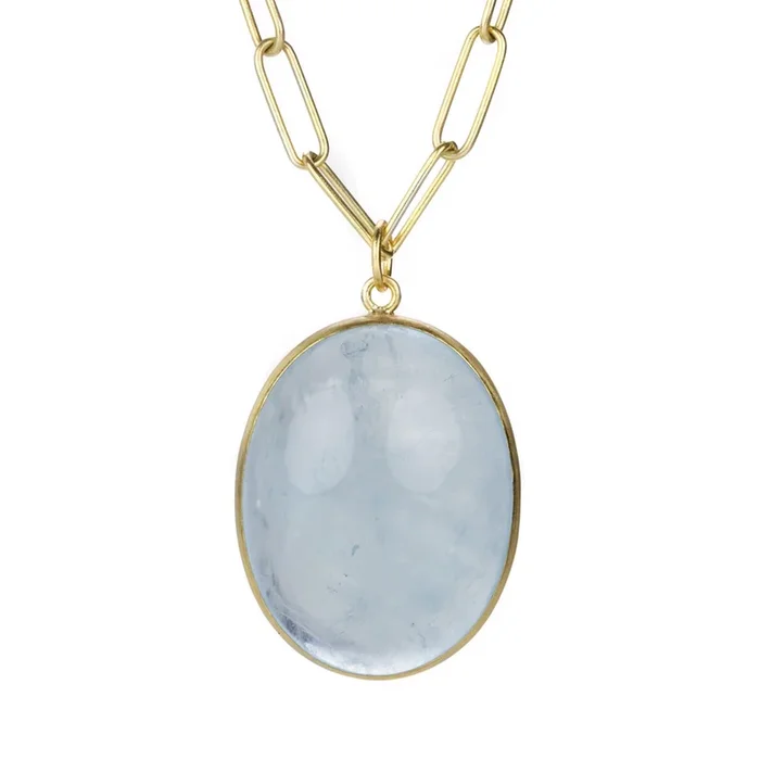 Oval Aquamarine Cabochon Pendant (Pendant Only)