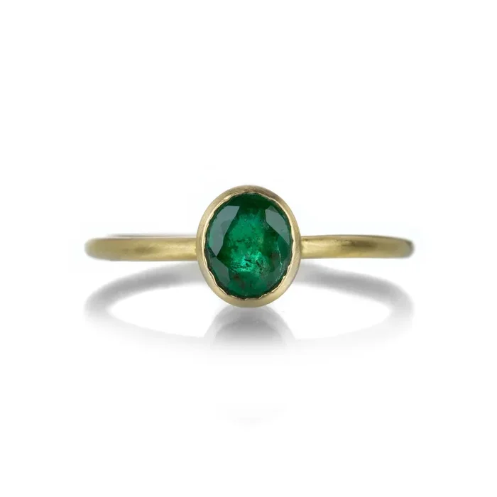 Oval Bezel Set Emerald Ring