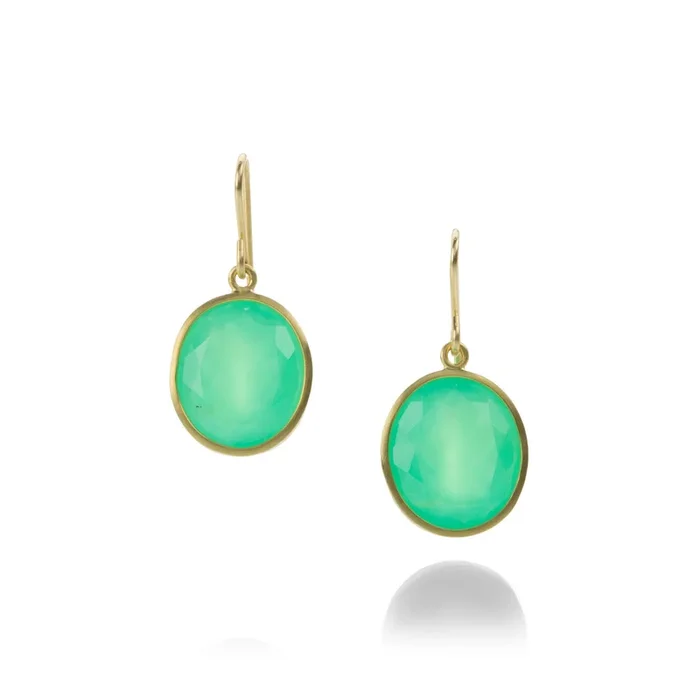 Oval Chrysoprase Earrings
