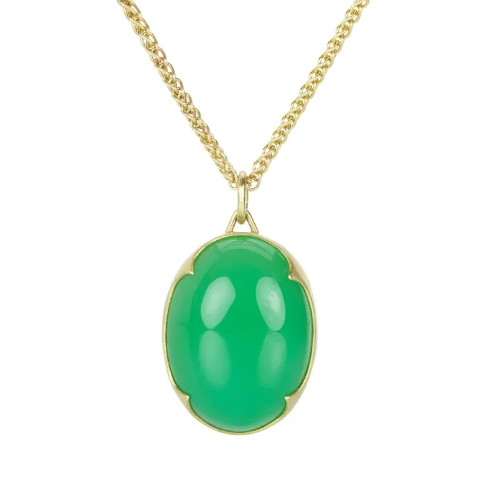 Oval Chrysoprase Pendant Necklace