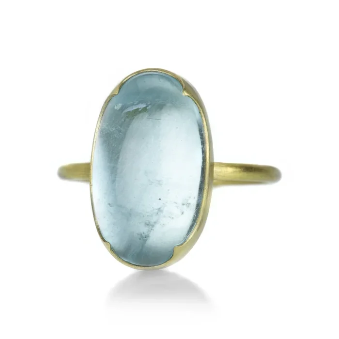 Oval Clear Pale Aquamarine Ring