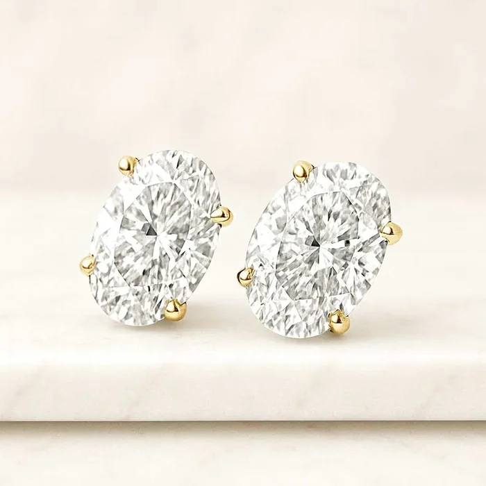 Oval Cut Lab Grown Diamond Stud Earrings For Her