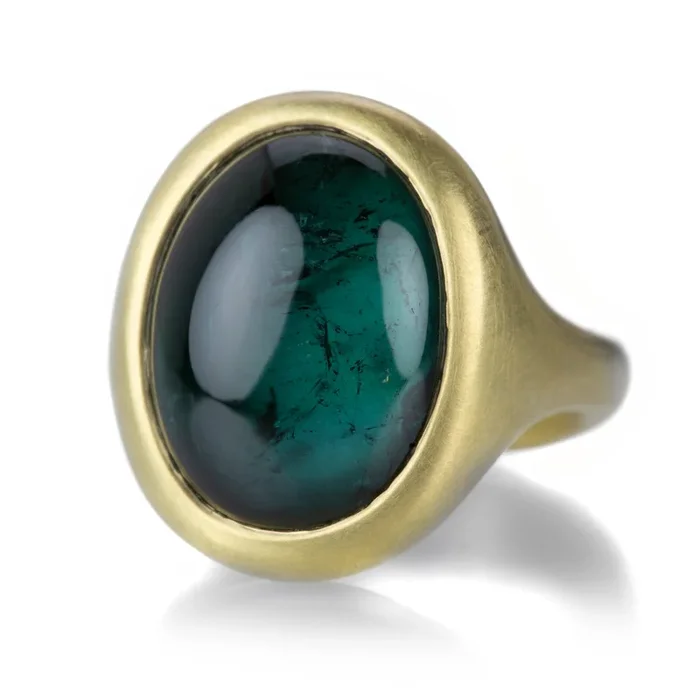 Oval Deep Green Blue Tourmaline Ring