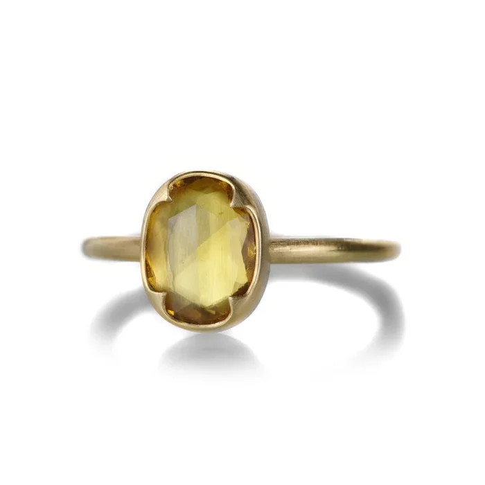 Oval Faceted Yellow Sapphire Ring