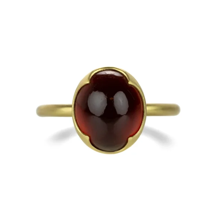 Oval Hessonite Garnet Cabochon Ring