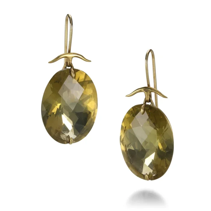 Oval Lemon Quartz Earrings