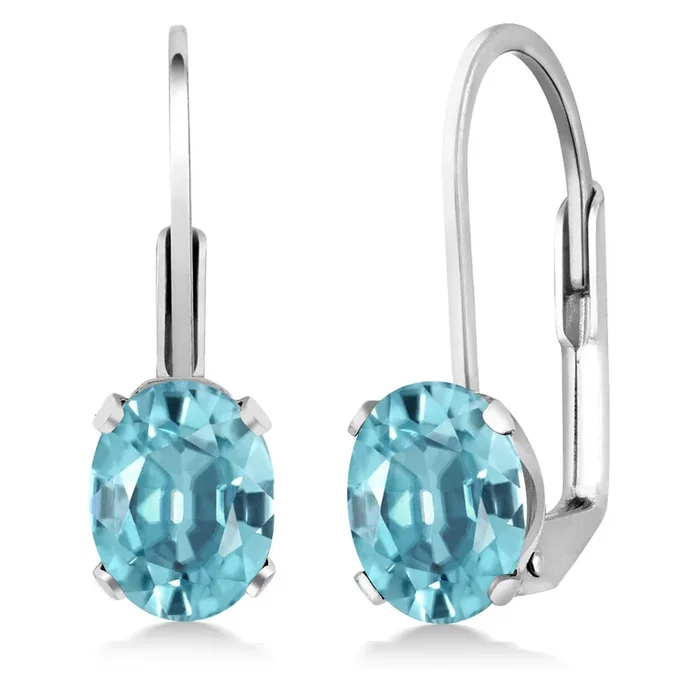 Oval Leverback Earrings for Women | 925 Sterling Silver | 7X5MM Oval Gemstone Birthstone | Fine Jewelry for Her Mom Wife