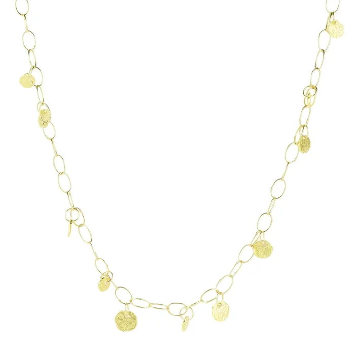 Oval Link Chain with Gold Platelet Drops