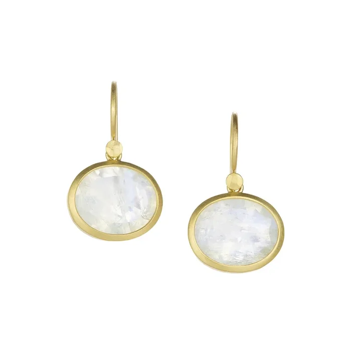 Oval Moonstone Drop Earrings