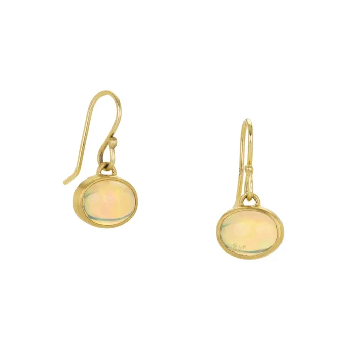 Oval Opal Drop Earrings
