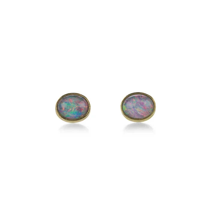 Oval Opal Triplet Studs
