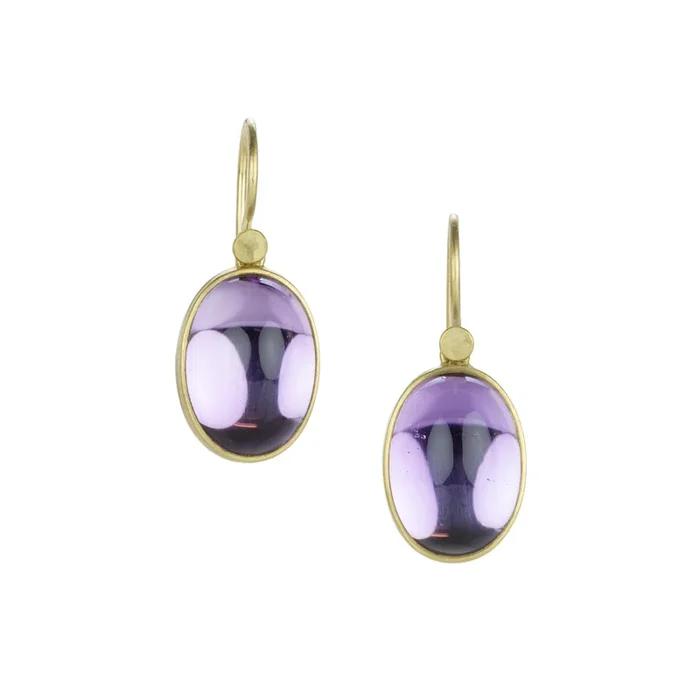 Oval Pale Amethyst Drop Earrings