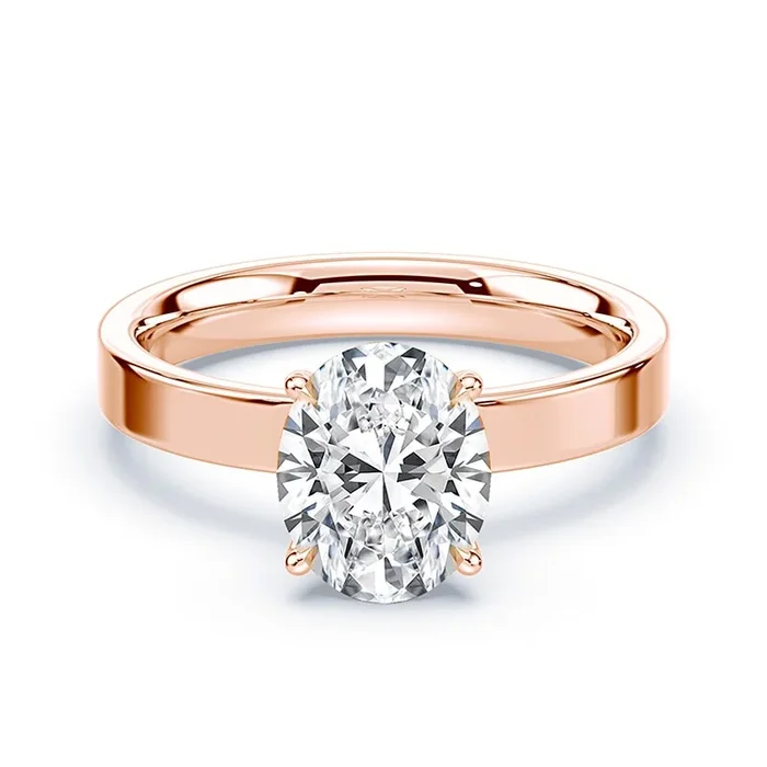 Oval Pave Prongs Wide Solitaire