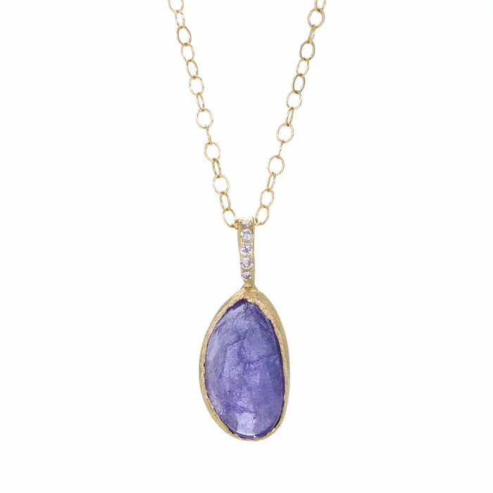 Oval Rose Cut Tanzanite Pendant (Pendant Only)