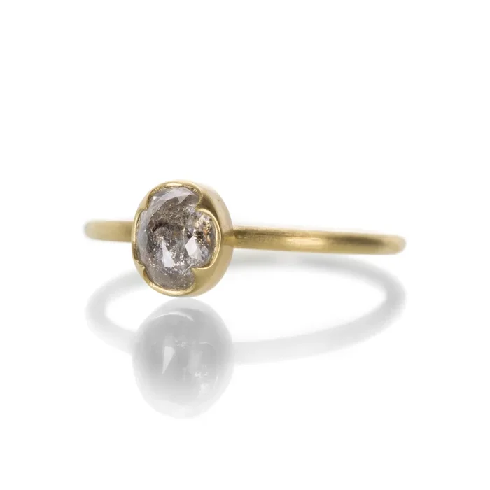 Oval Salt and Pepper Diamond Ring