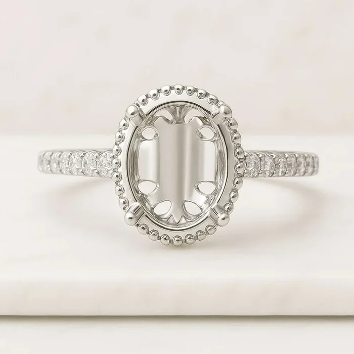 Oval Shape Semi Mount Engagement Ring For Her