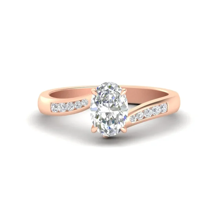 Oval Shaped Channel Set Swirl Diamond Ring