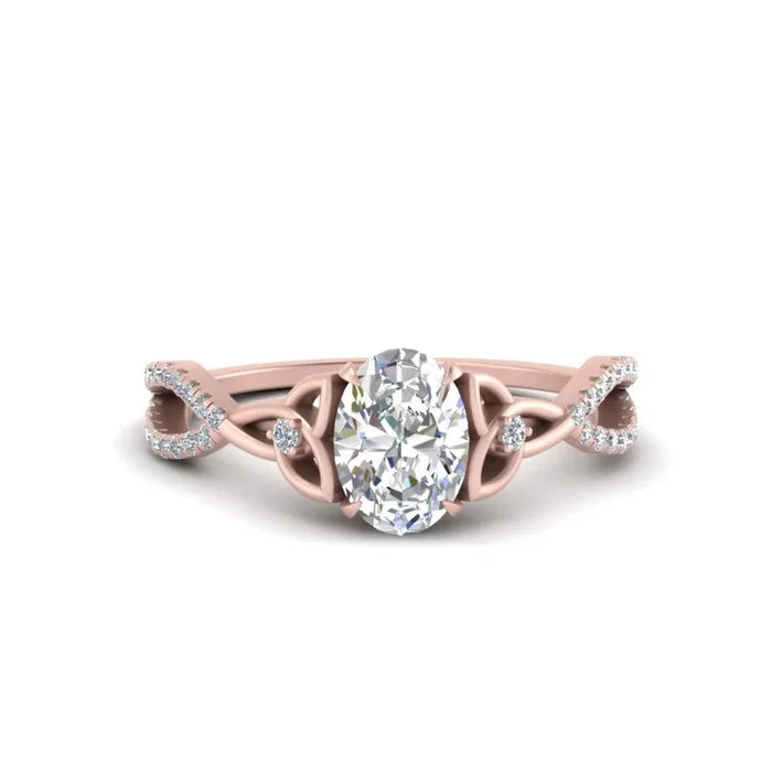 Oval Shaped Entwined Celtic Love Knot Engagement Ring