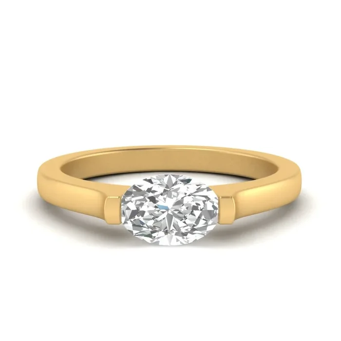 Oval Shaped Half Bezel Engagement Ring