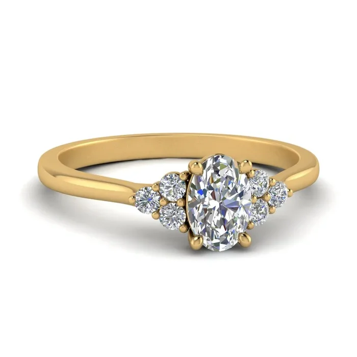Oval Shaped Petite Cathedral Simple Engagement Ring