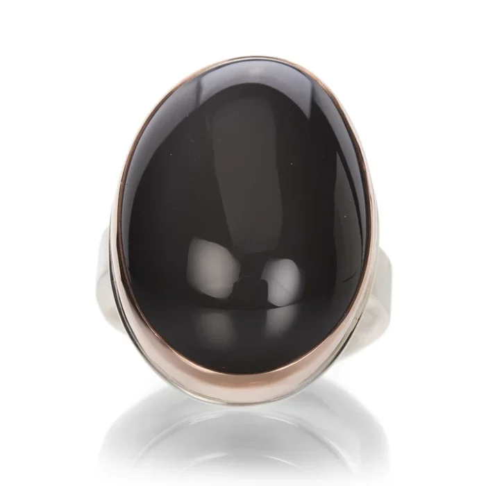 Oval Smooth Gray Moonstone Ring