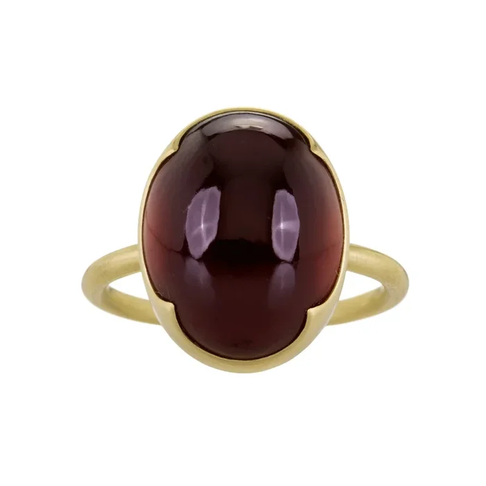Oval Smooth Hessonite Garnet Ring