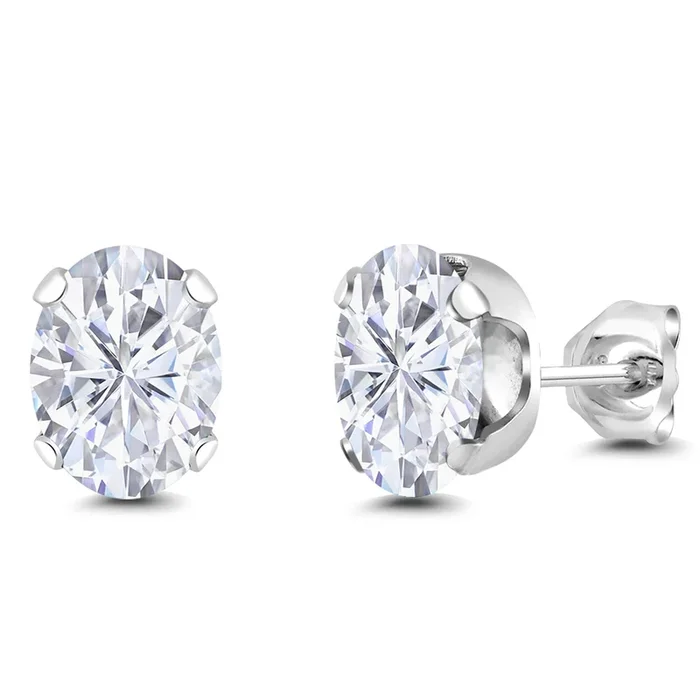 Oval Stud Earrings for Women Men | 925 Sterling Silver | Gemstone Birthstone | Oval 8X6MM | Fine Jewelry for Her Him Mom Dad Wife