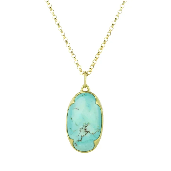 Oval Turquoise Pendant Necklace