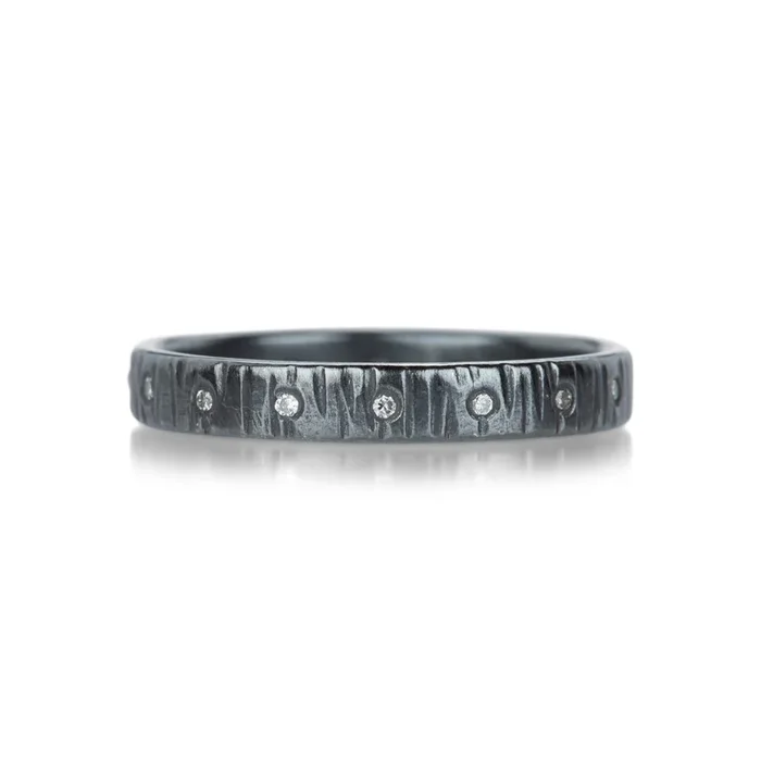Oxidized Silver Aspen Wedding Band