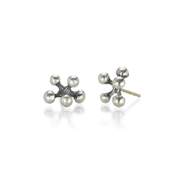 Oxidized Silver Berry Studs