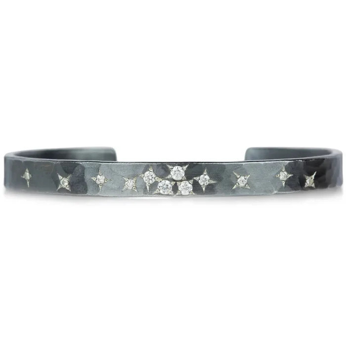 Oxidized Silver Diamond Cluster Cuff