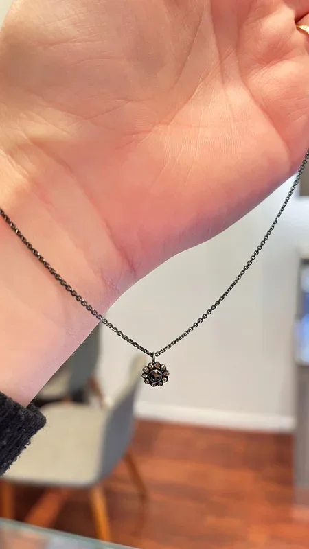 Oxidized Silver Diamond Pendant