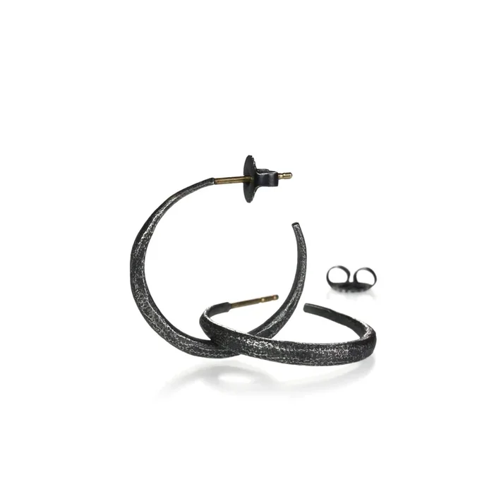 Oxidized Silver Mini Hoops