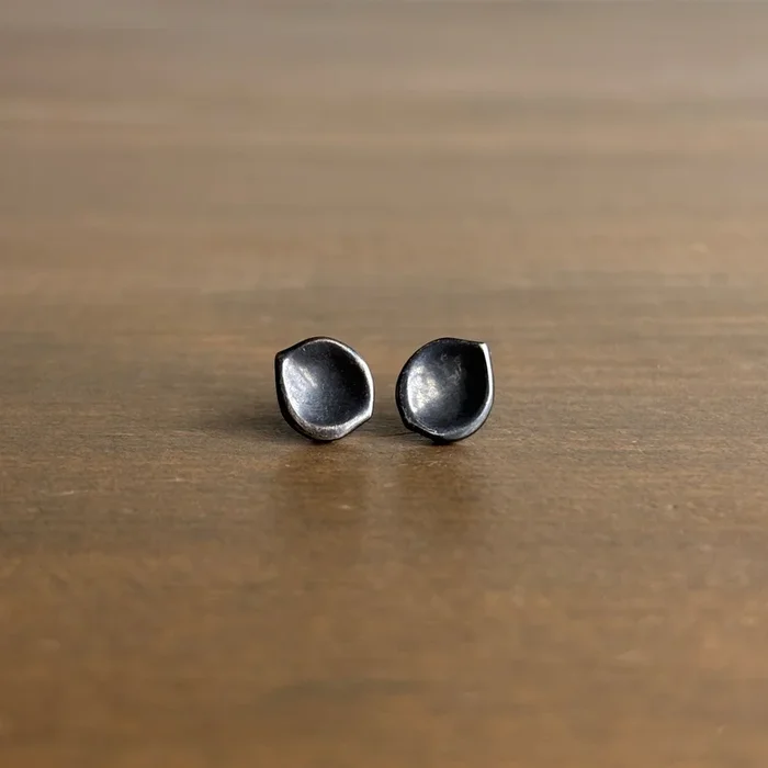 Oxidized Silver Seed Stud Earrings