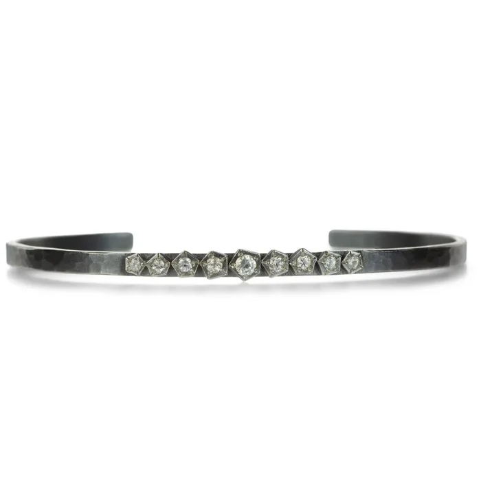 Oxidized Silver Thin Rock Cuff