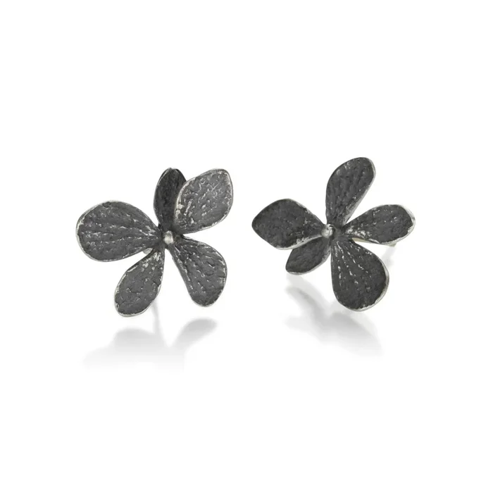 Oxidized Single Hydrangea Earrings